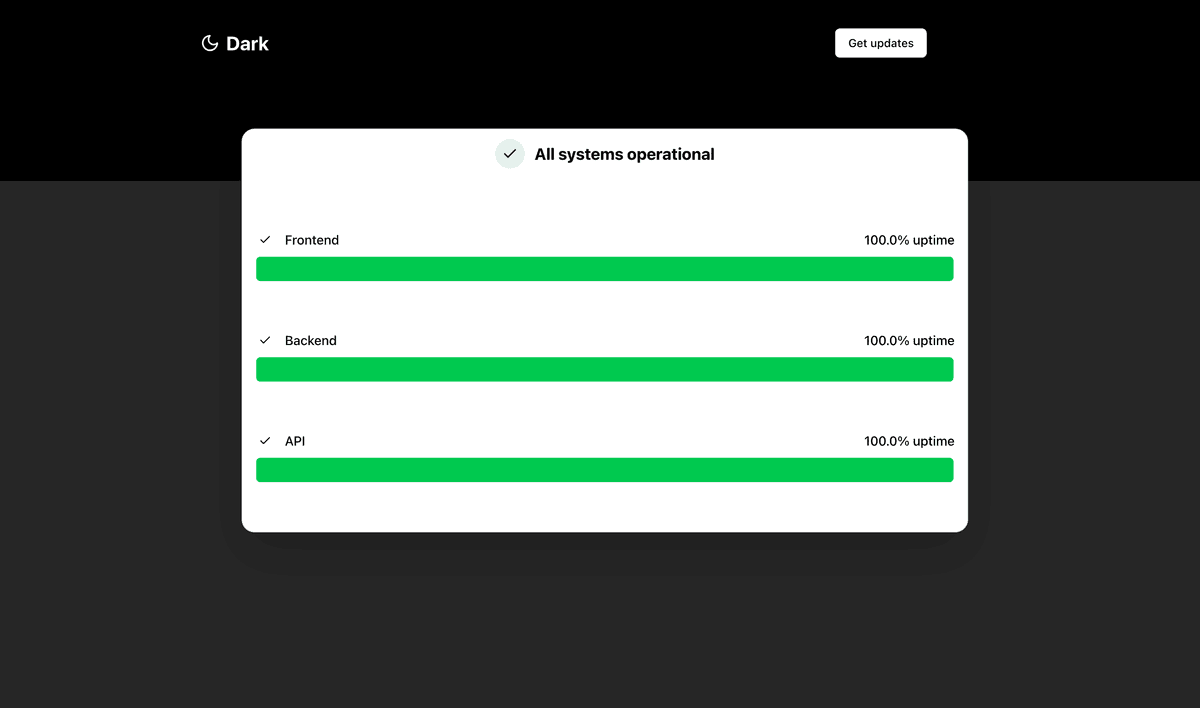 Dark Status Dashboard
